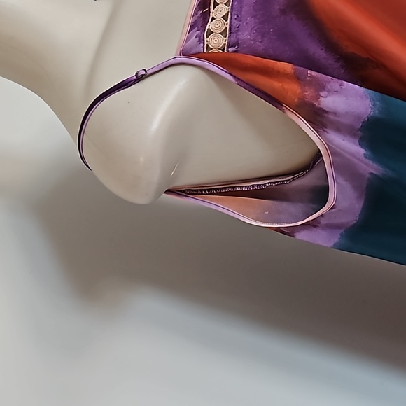 Jessica Simpson Blaire Cole shoulder purple/rust watercolor blouse-L - Picture 2 of 11